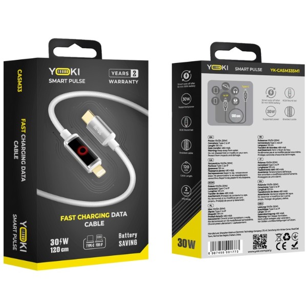 Фото - Кабель YOKI SMART PULSE Type-C to iP 30W 1.2m White (SM33)